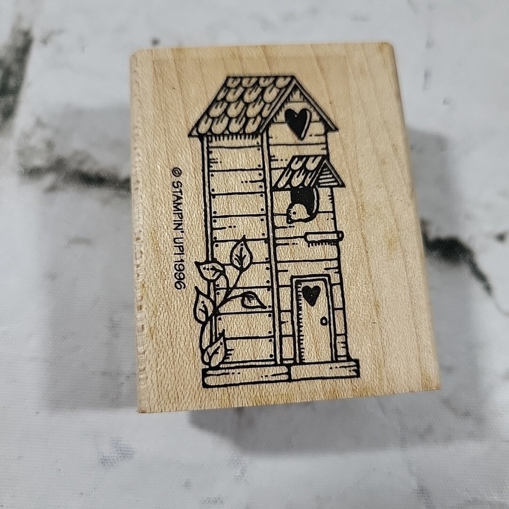 Stampin' Up! Mini Birdhouses Rubber Stamp Set Of 5 Vintage 1996 Crafts - Picture 7 of 9